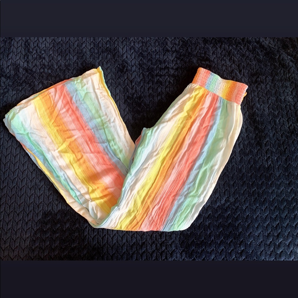 Rainbow flowy pants
